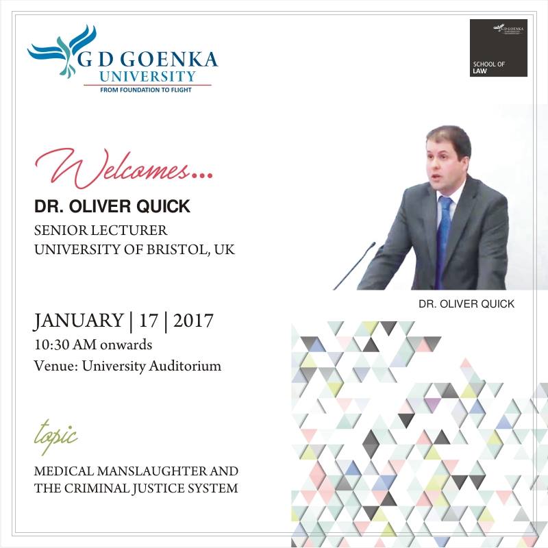 Guest Lecture by Dr. Oliver Quick on “Scope & Challenges of Higher Studies in Law Abroad”