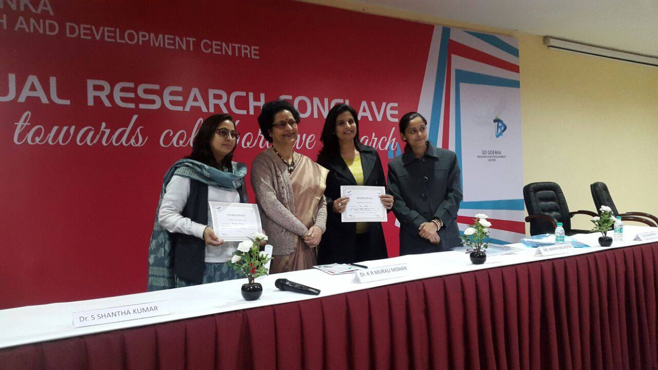 School of Education, GD Goenka University bagged the First Position in Poster Presentation during the Annual Research Conclave organized by  GD Goenka Research & Development Centre (GDGRDC)