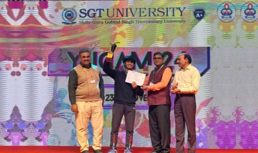 Seemant Adhikari, B.Tech (CSE -AI & ML), 2023-27,  bagged first position in Men’s Singles at ‘YUGAM 2024’organized by SGT University, Gurugram held