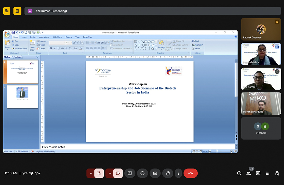 Online session on “Entrepreneurship and Job Scenario of the Biotechnology Sector in India”
